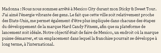 Madonna's Hard Candy Fitness Centers Interview 03