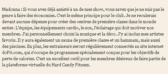 Madonna's Hard Candy Fitness Centers Interview 06