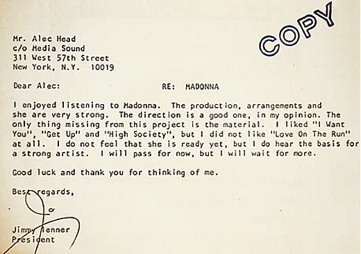 Madonna rejection letter