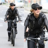 Madonna on bike in the streets of New York, May 6th 2011 (31)