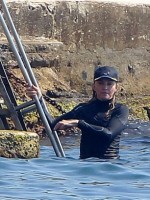 Madonna et famille à la plage au Cap d'Antibes  Antibes, France (3)