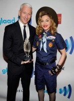 Madonna dressed up as boy scout at the GLAAD Media Awards - Anderson Cooper - Backstage (4)