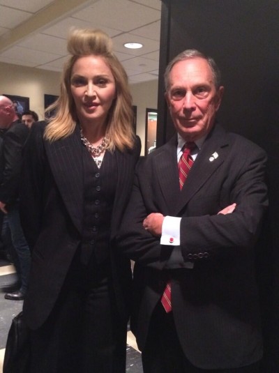 Madonna backstage with Michael Bloomberg, the Mayor of New York