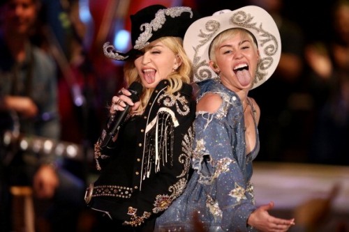 Madonna and Miley Cyrus at the taping of the MTV Unplugged - 28 January 2014