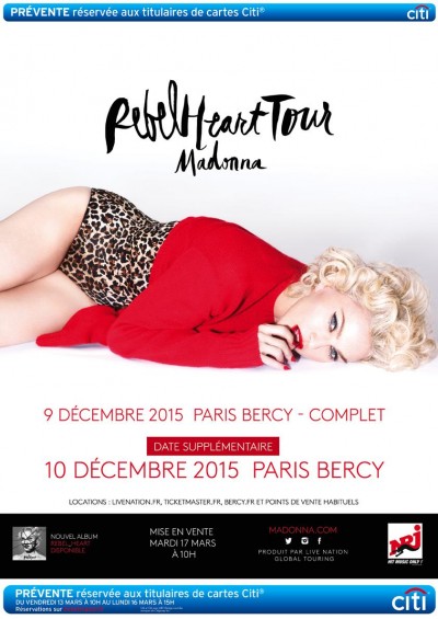 Madonna Rebel Heart Tour Paris New Date December 10th