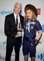 Madonna dressed up as boy scout at the GLAAD Media Awards - Anderson Cooper - Backstage (1)