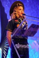 Madonna dressed up as boy scout at the GLAAD Media Awards - Anderson Cooper - Backstage (20)