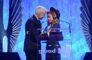 Madonna dressed up as boy scout at the GLAAD Media Awards - Anderson Cooper - Backstage - HQ (69)