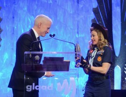 Madonna dressed up as boy scout at the GLAAD Media Awards - Anderson Cooper - Backstage - HQ (72)