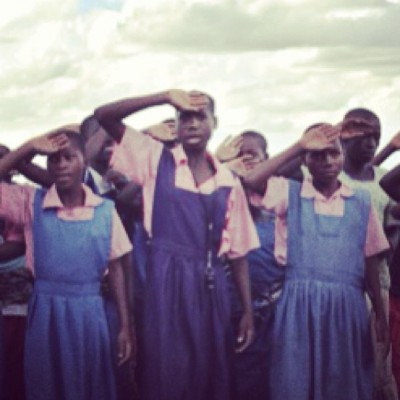 School Girls saying Goodbye! Keep on Learning! Knowledge is Power!