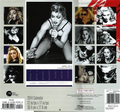 Exclusive Deal Madonna 2014 Calendar Back