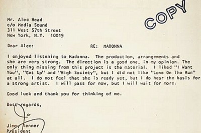 Madonna rejection letter