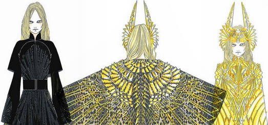 Madonna au Super Bowl – Les croquis Givenchy Haute Couture Costume par Riccardo Tisci