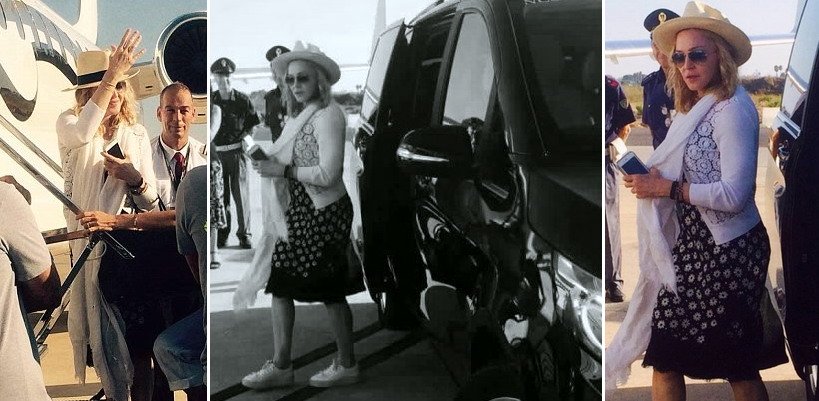 Madonna repérée à l&rsquo;aéroport de Brindisi, Italie [Juillet 2016]