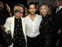 Madonna at the Marc Jacobs fashion show with Lady Gaga 